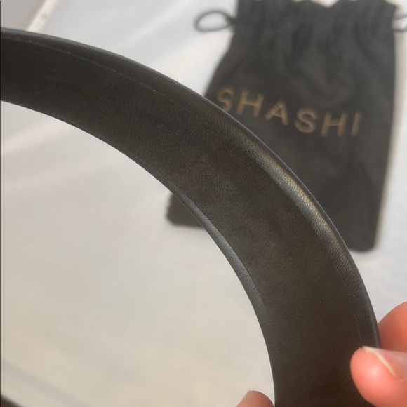 Revolve SHASHI Sleek Black Faux Leather Headband NWT - Picture 5 of 8